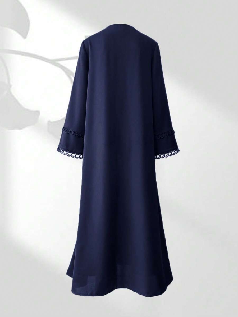 Ensemble abaya ouvert avec bordure en dentelle - Floorah