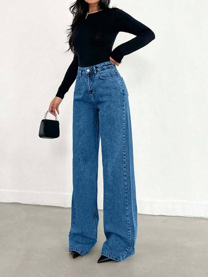 EURMUSE Jean taille haute jambes évasées - Floorah