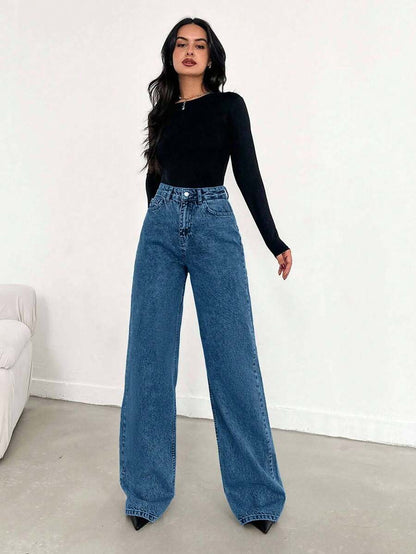 EURMUSE Jean taille haute jambes évasées - Floorah