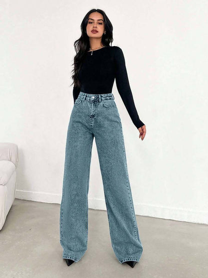 EURMUSE Jean taille haute jambes évasées - Floorah