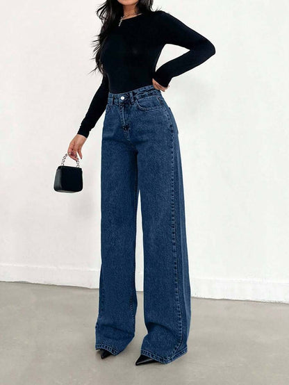 EURMUSE Jean taille haute jambes évasées - Floorah