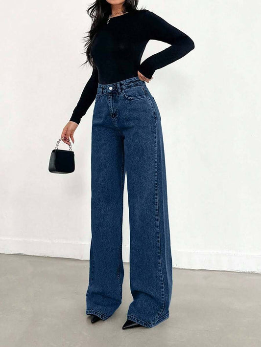 EURMUSE Jean taille haute jambes évasées - Floorah