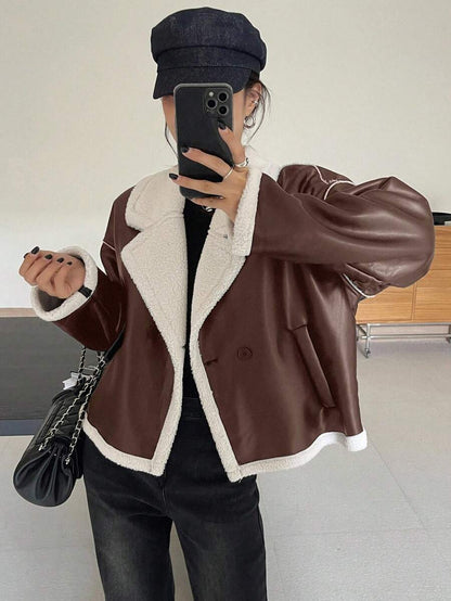 Veste en fausse fourrure de mouton bicolore - Floorah