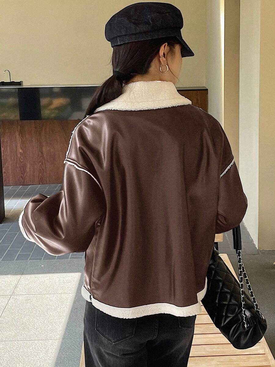 Veste en fausse fourrure de mouton bicolore - Floorah