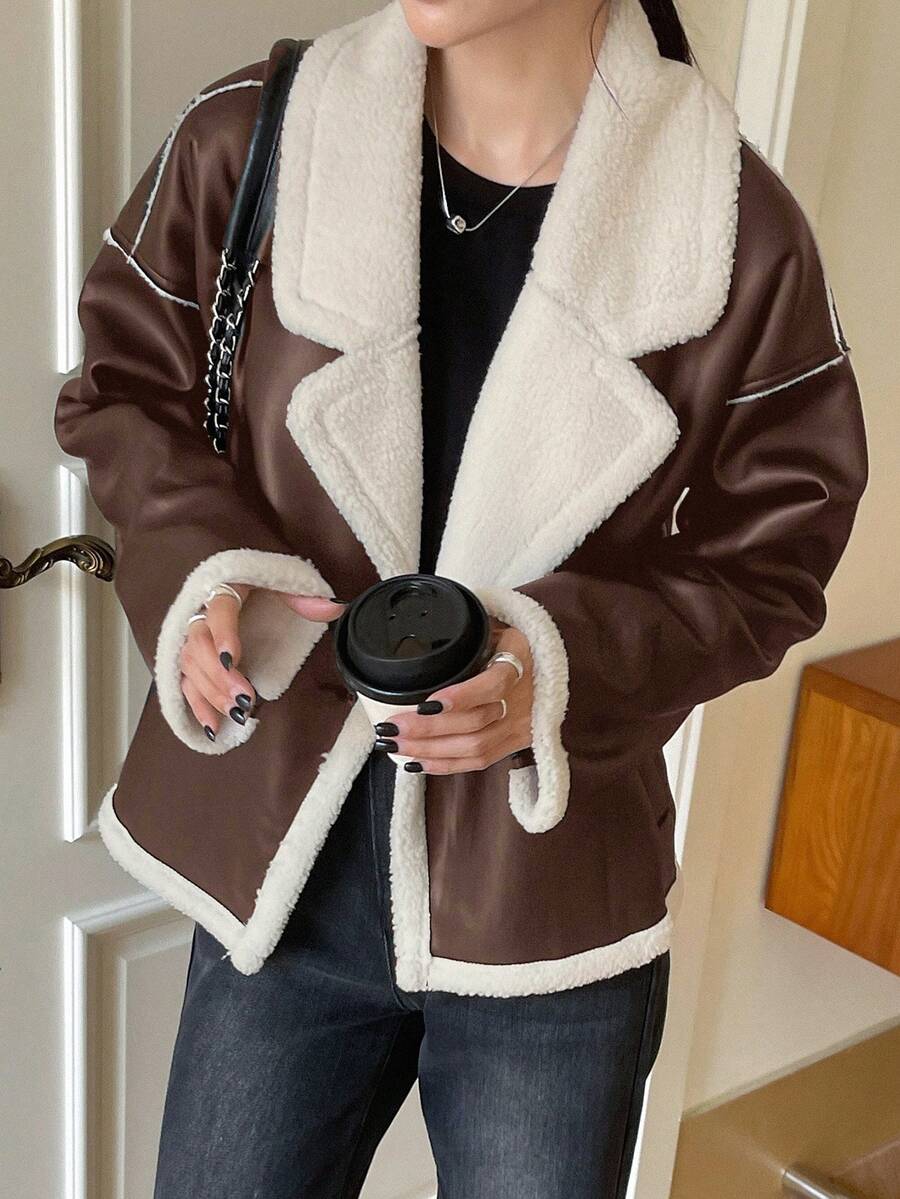 Veste en fausse fourrure de mouton bicolore - Floorah