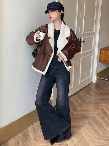 Veste en fausse fourrure de mouton bicolore - Floorah