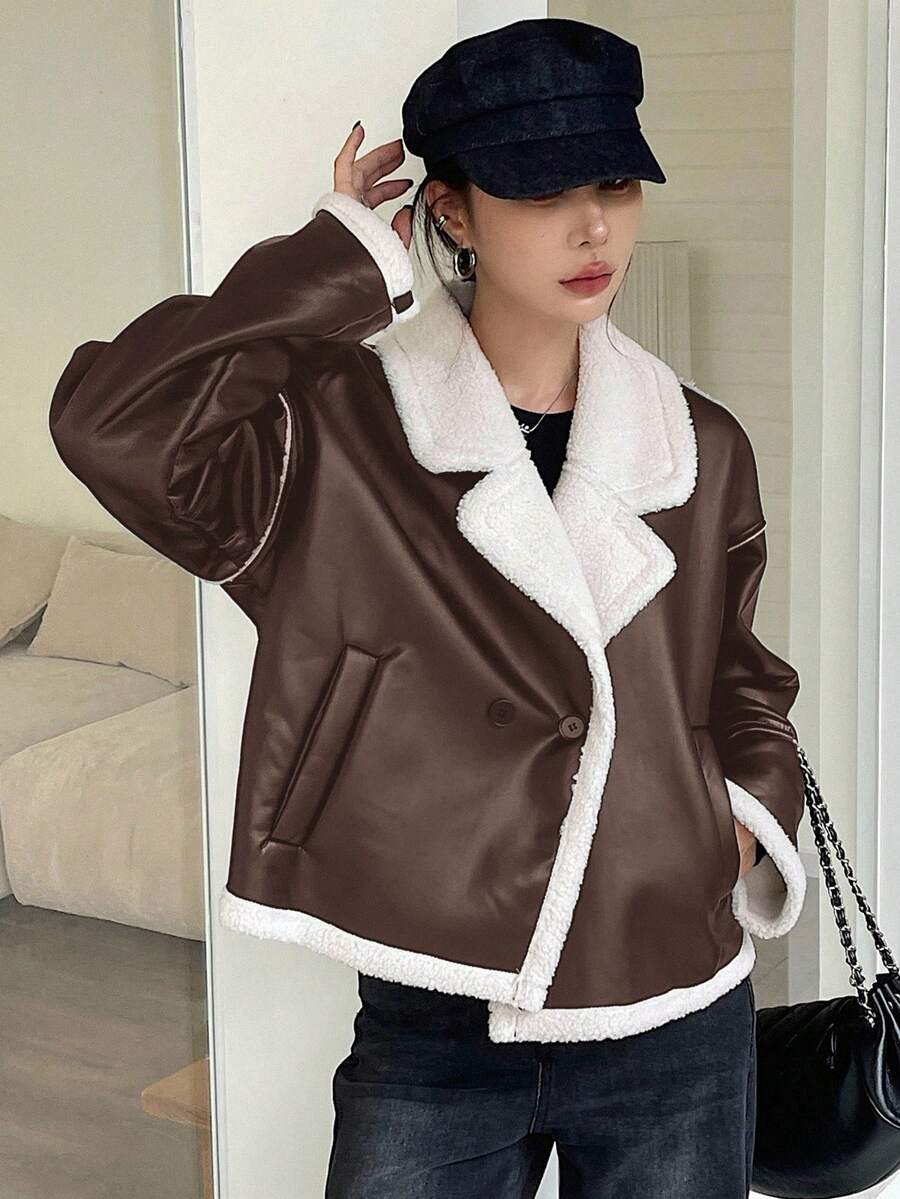 Veste en fausse fourrure de mouton bicolore - Floorah