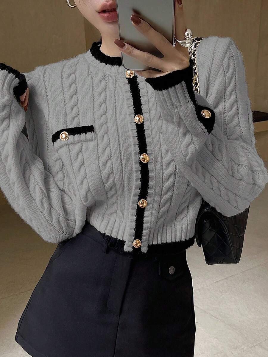 Pull tricoté élégant avec bordure contrastée - Floorah