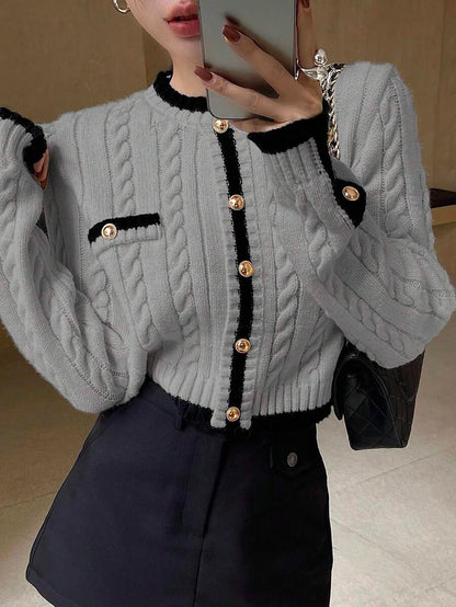 Pull tricoté élégant avec bordure contrastée - Floorah