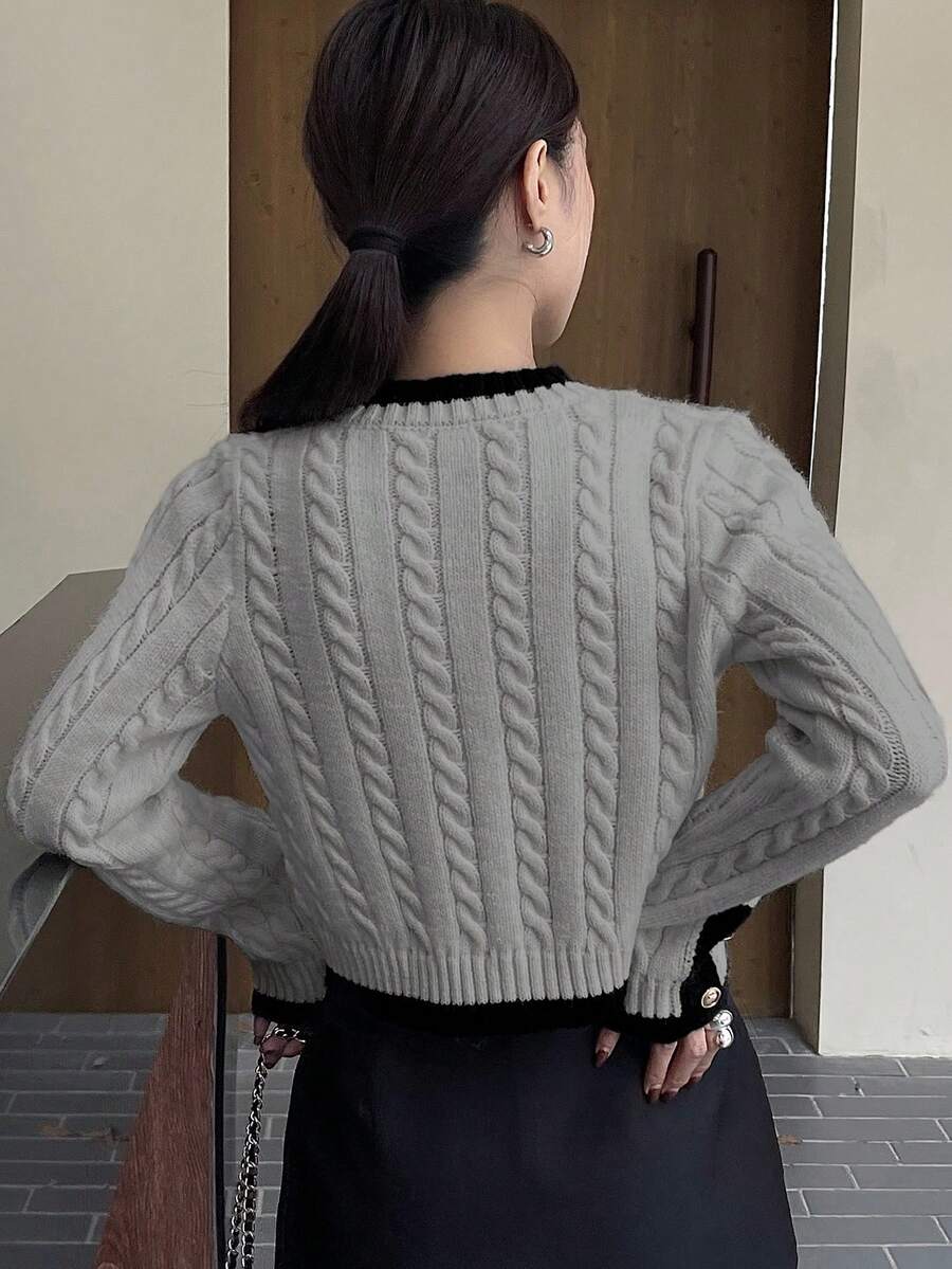 Pull tricoté élégant avec bordure contrastée - Floorah