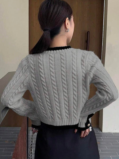 Pull tricoté élégant avec bordure contrastée - Floorah