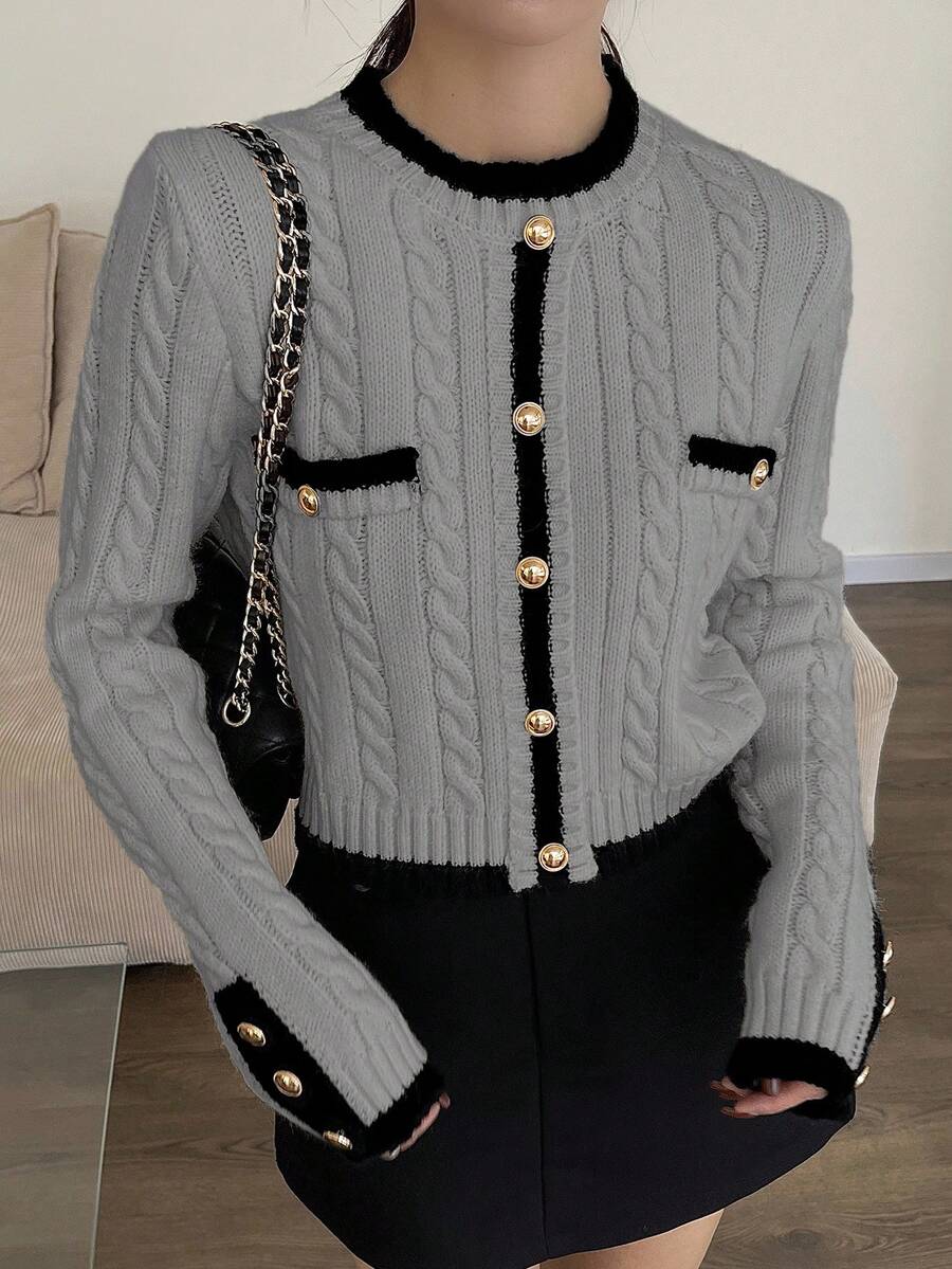 Pull tricoté élégant avec bordure contrastée - Floorah