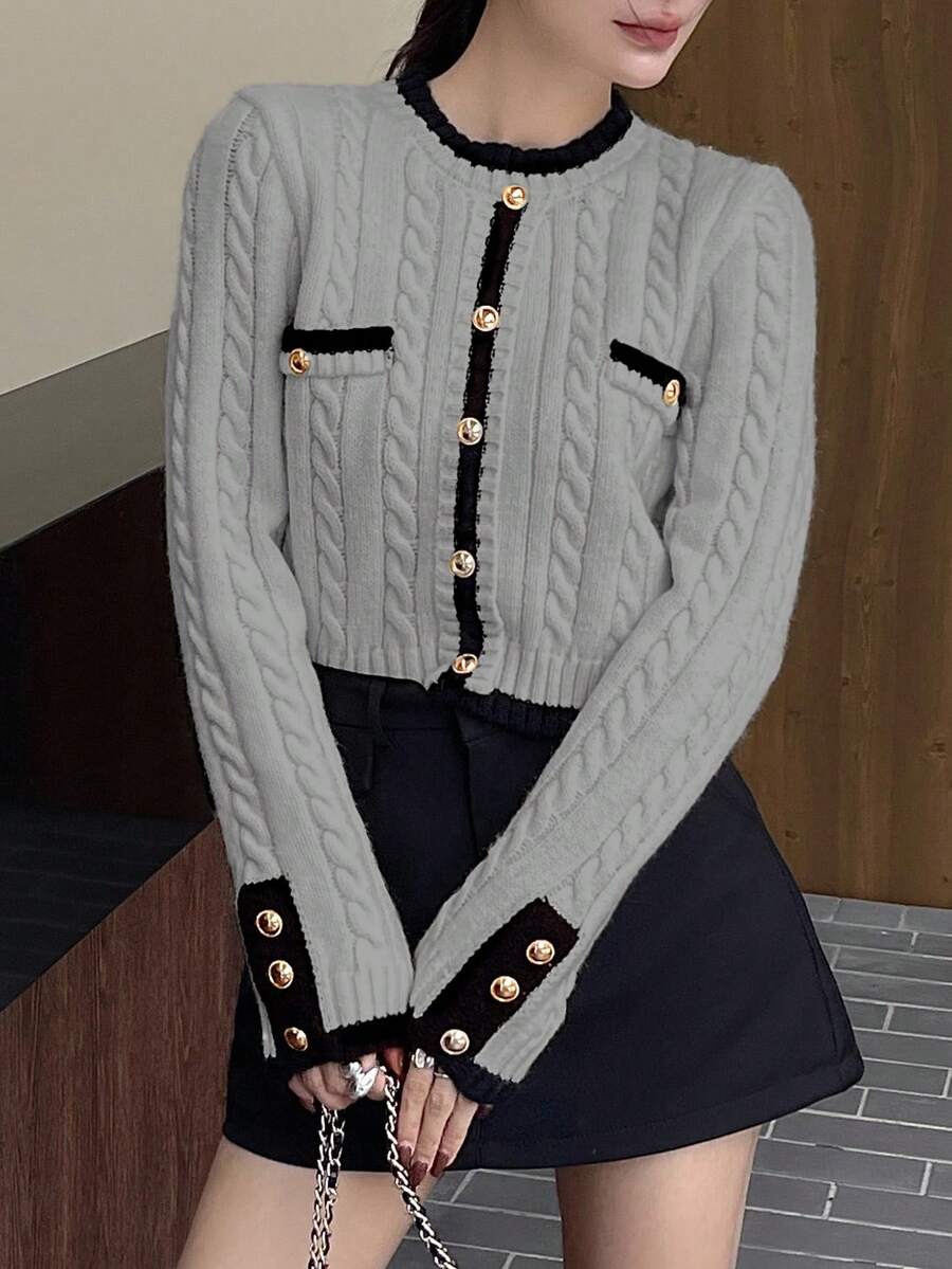 Pull tricoté élégant avec bordure contrastée - Floorah