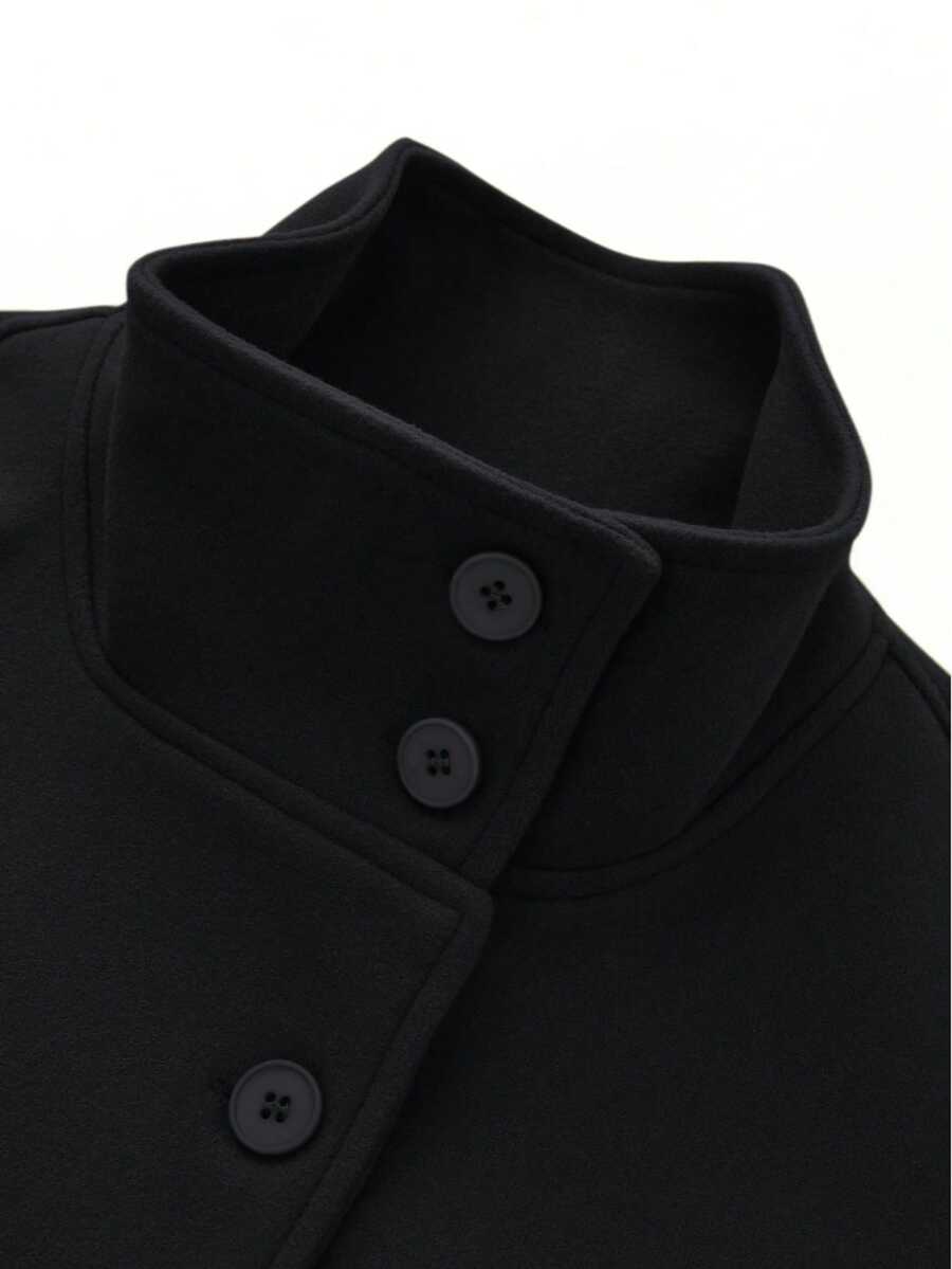 Manteau en laine à boutons devant et ceinture à la taille - Floorah