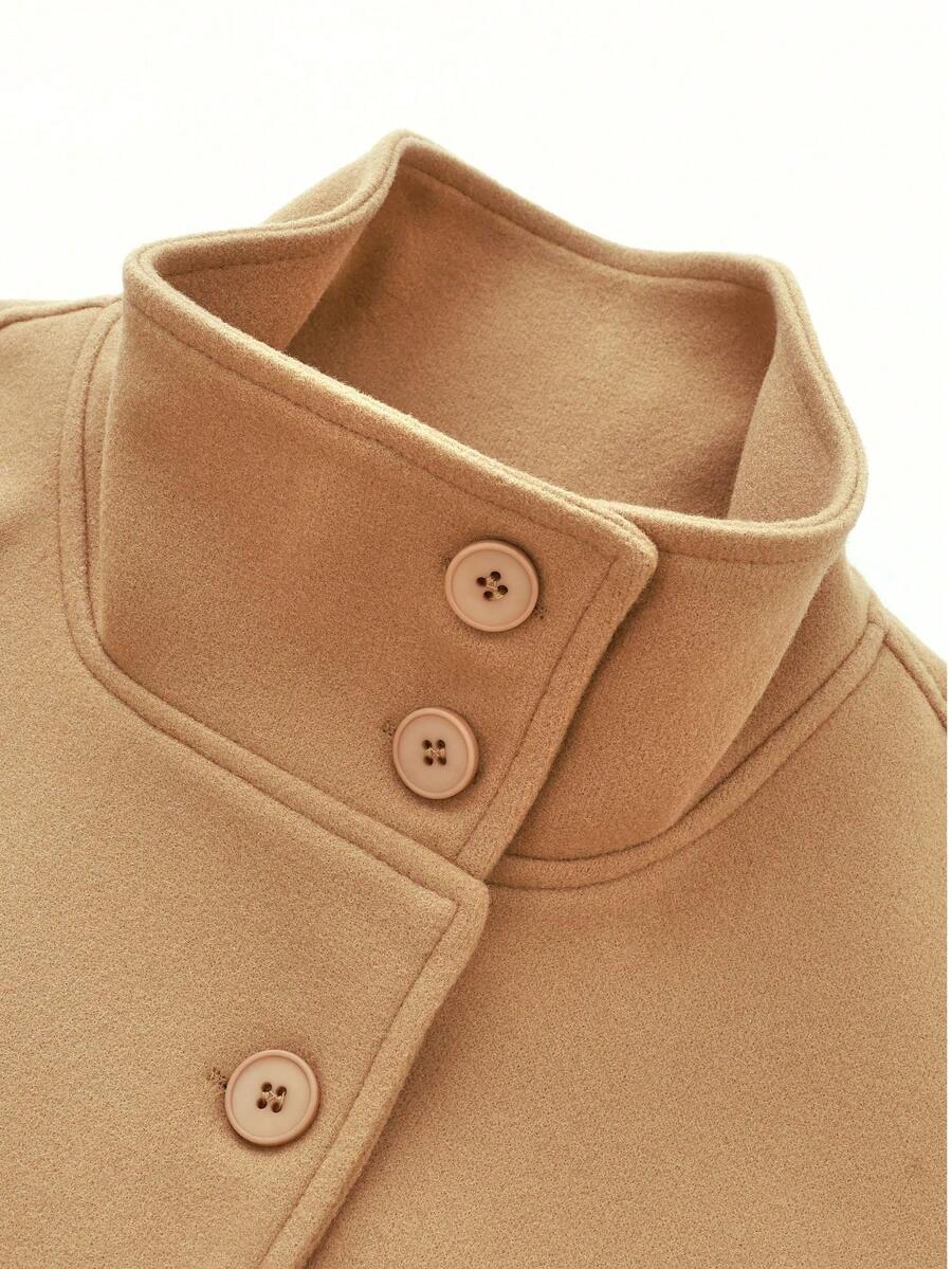 Manteau en laine à boutons devant et ceinture à la taille - Floorah