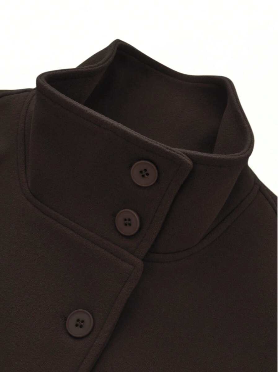 Manteau en laine à boutons devant et ceinture à la taille - Floorah