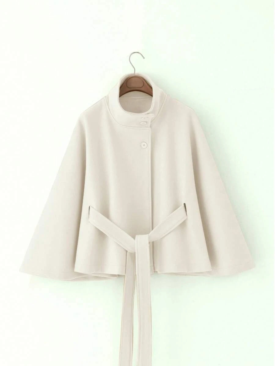 Manteau en laine à boutons devant et ceinture à la taille - Floorah