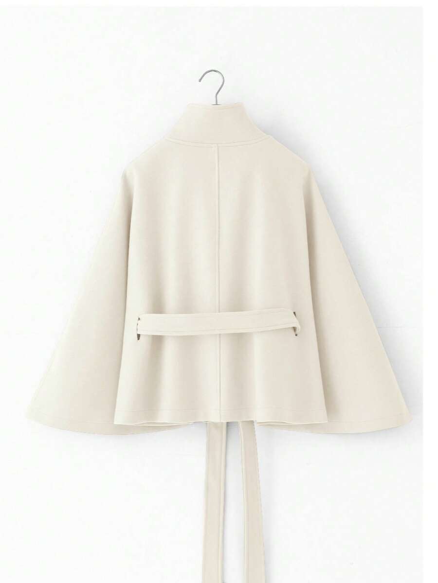 Manteau en laine à boutons devant et ceinture à la taille - Floorah