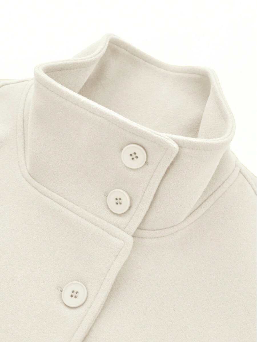 Manteau en laine à boutons devant et ceinture à la taille - Floorah