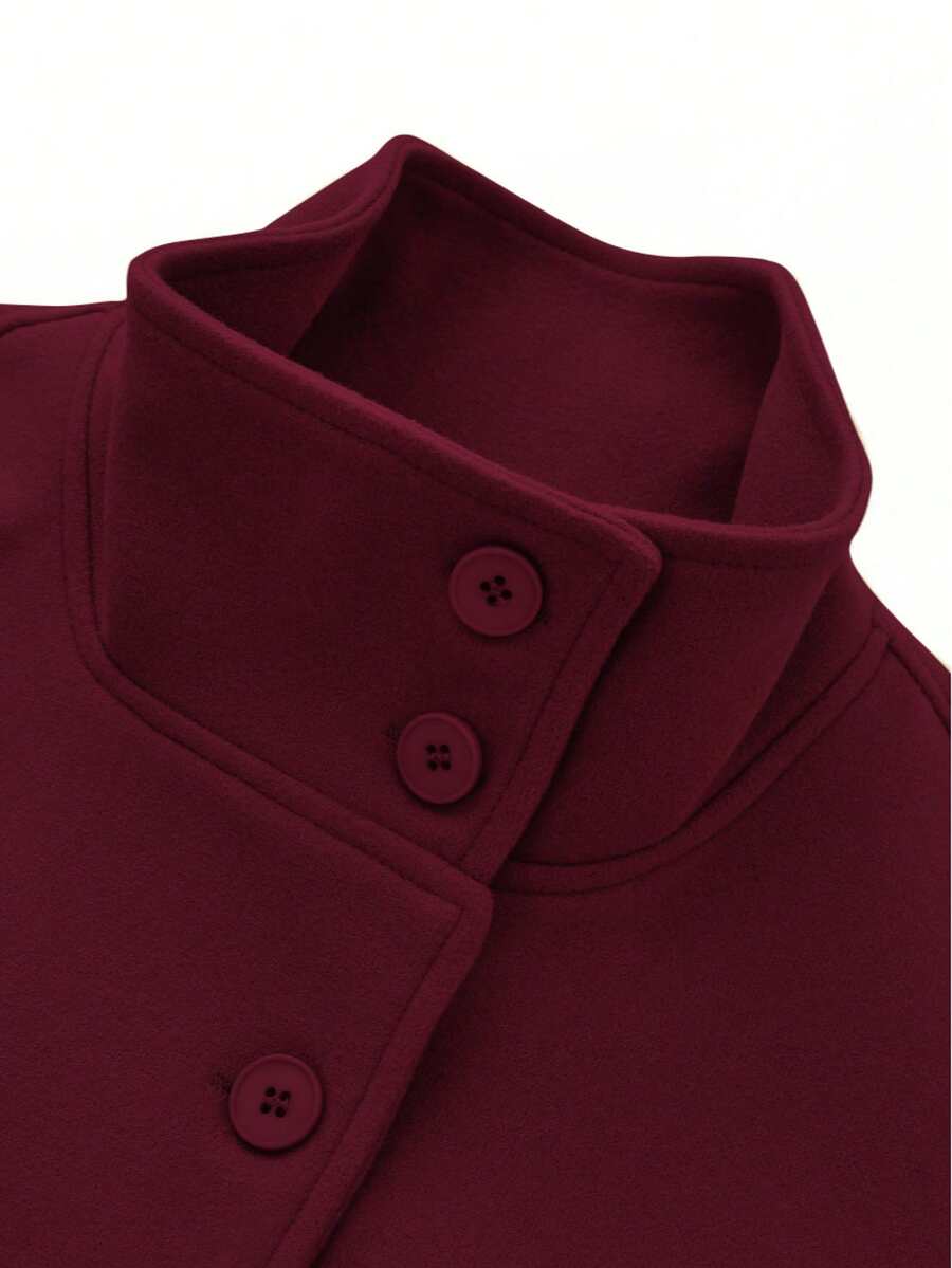 Manteau en laine à boutons devant et ceinture à la taille - Floorah