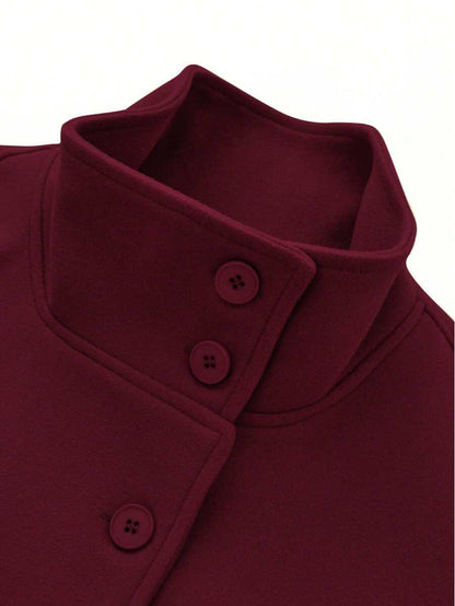 Manteau en laine à boutons devant et ceinture à la taille - Floorah