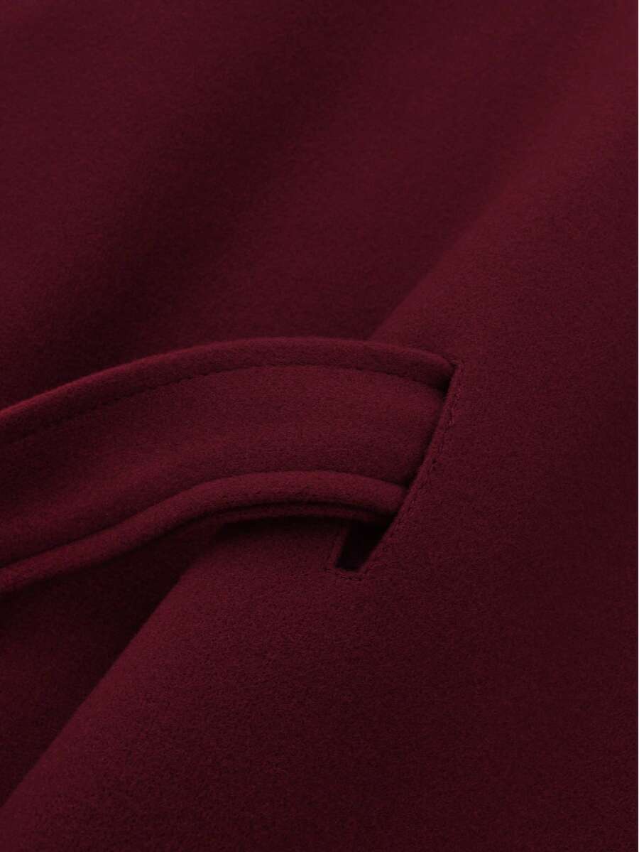 Manteau en laine à boutons devant et ceinture à la taille - Floorah