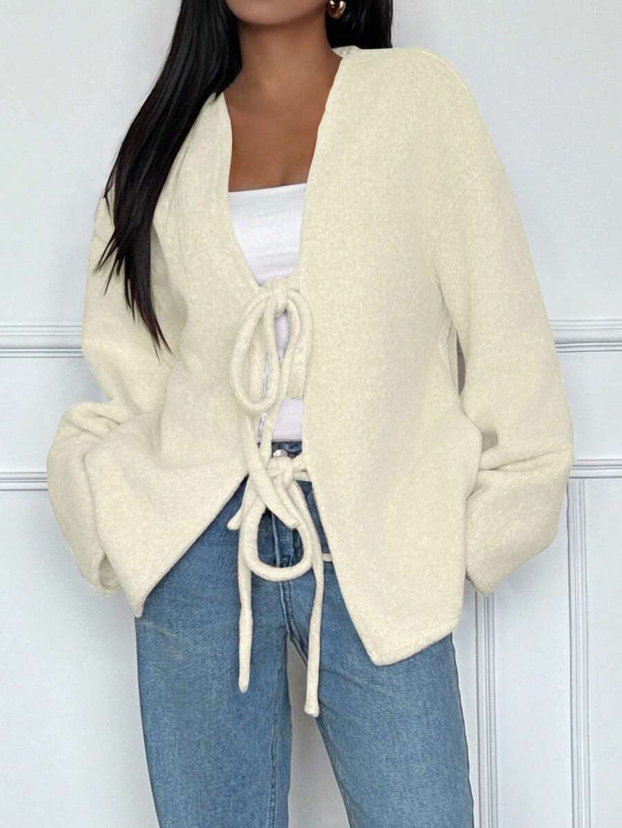 Manteau ample en mélange de laine à manches longues avec épaules tombantes - Floorah