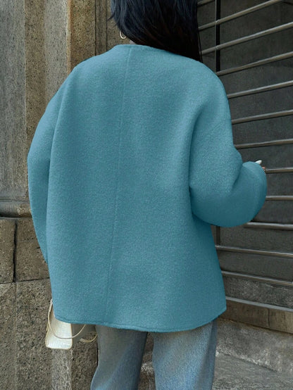 Manteau ample en mélange de laine à manches longues avec épaules tombantes - Floorah