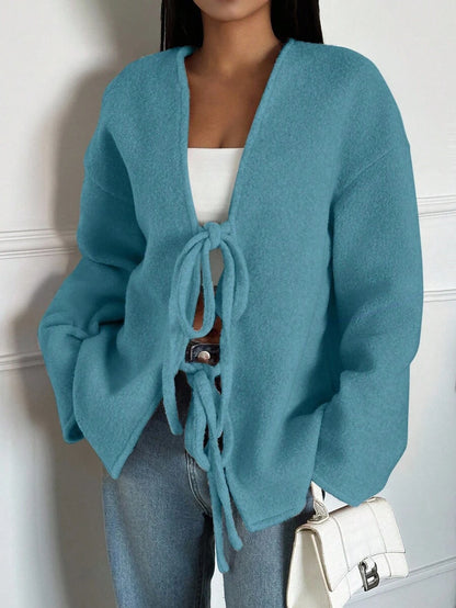 Manteau ample en mélange de laine à manches longues avec épaules tombantes - Floorah