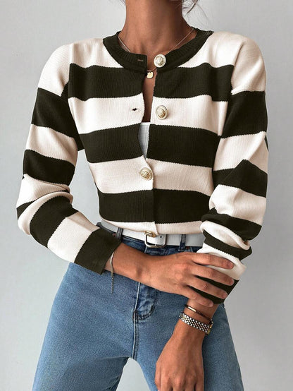 EURMUSE Cardigan tricoté casual à manches longues rayé - Floorah