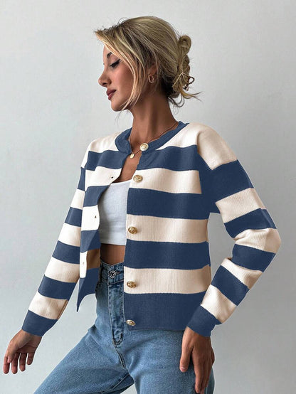 EURMUSE Cardigan tricoté casual à manches longues rayé - Floorah