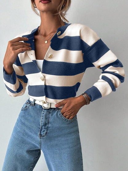 EURMUSE Cardigan tricoté casual à manches longues rayé - Floorah