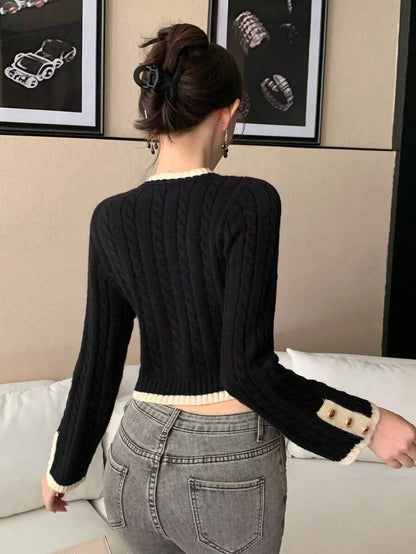 Pull tricoté élégant avec bordure contrastée - Floorah