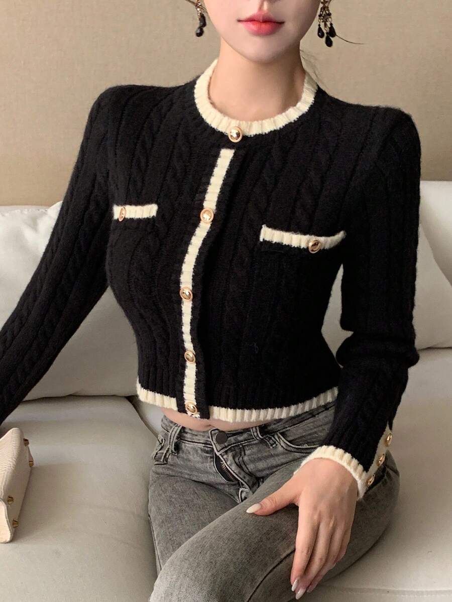 Pull tricoté élégant avec bordure contrastée - Floorah