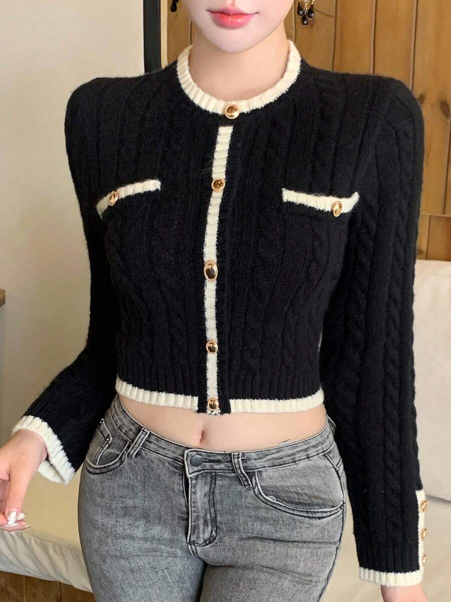 Pull tricoté élégant avec bordure contrastée - Floorah