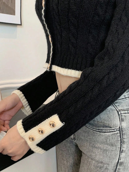 Pull tricoté élégant avec bordure contrastée - Floorah