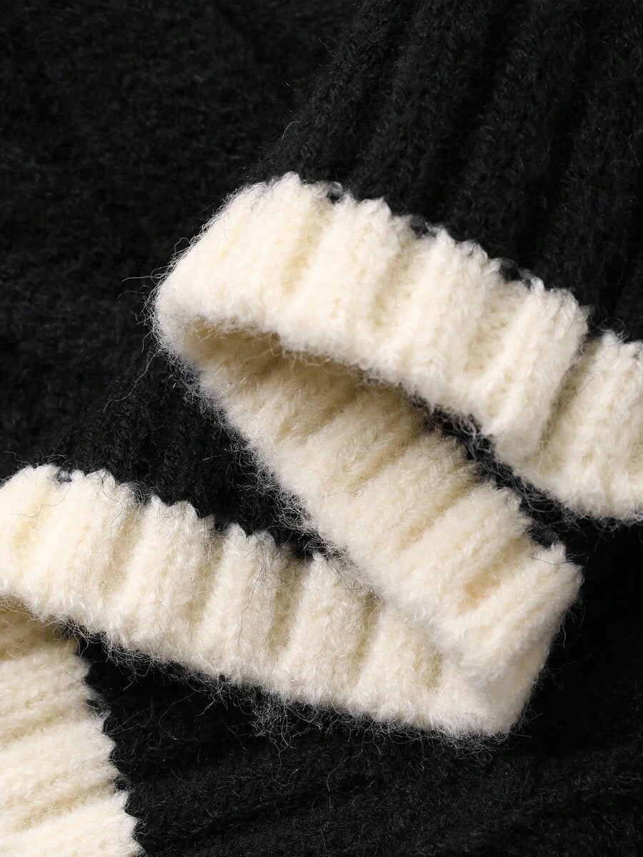Pull tricoté élégant avec bordure contrastée - Floorah