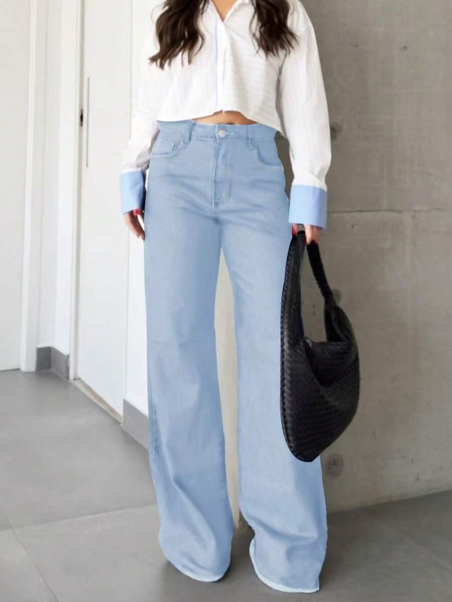 Pantalon maxi en jean à taille élastique - Floorah