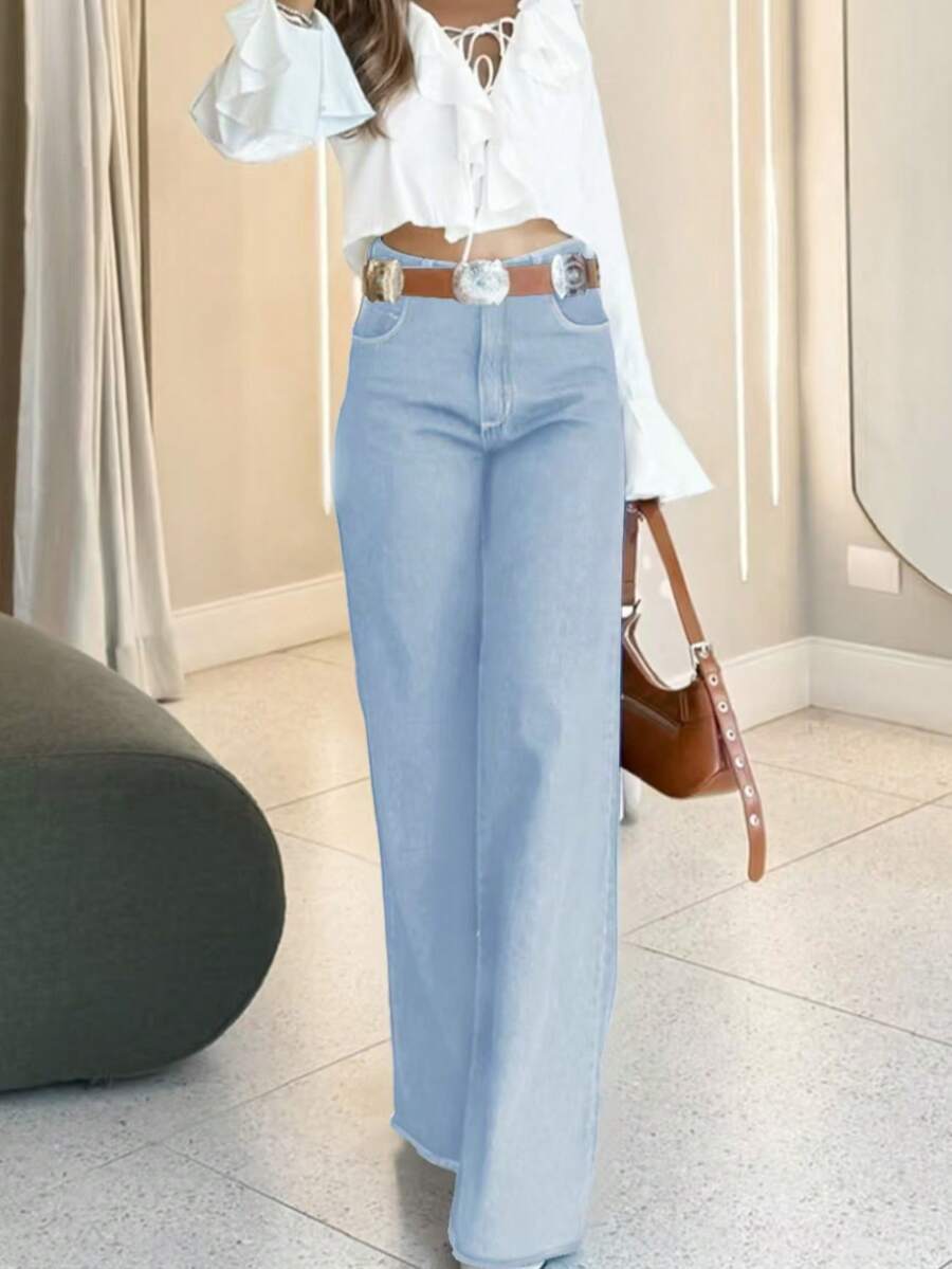 Pantalon maxi en jean à taille élastique - Floorah