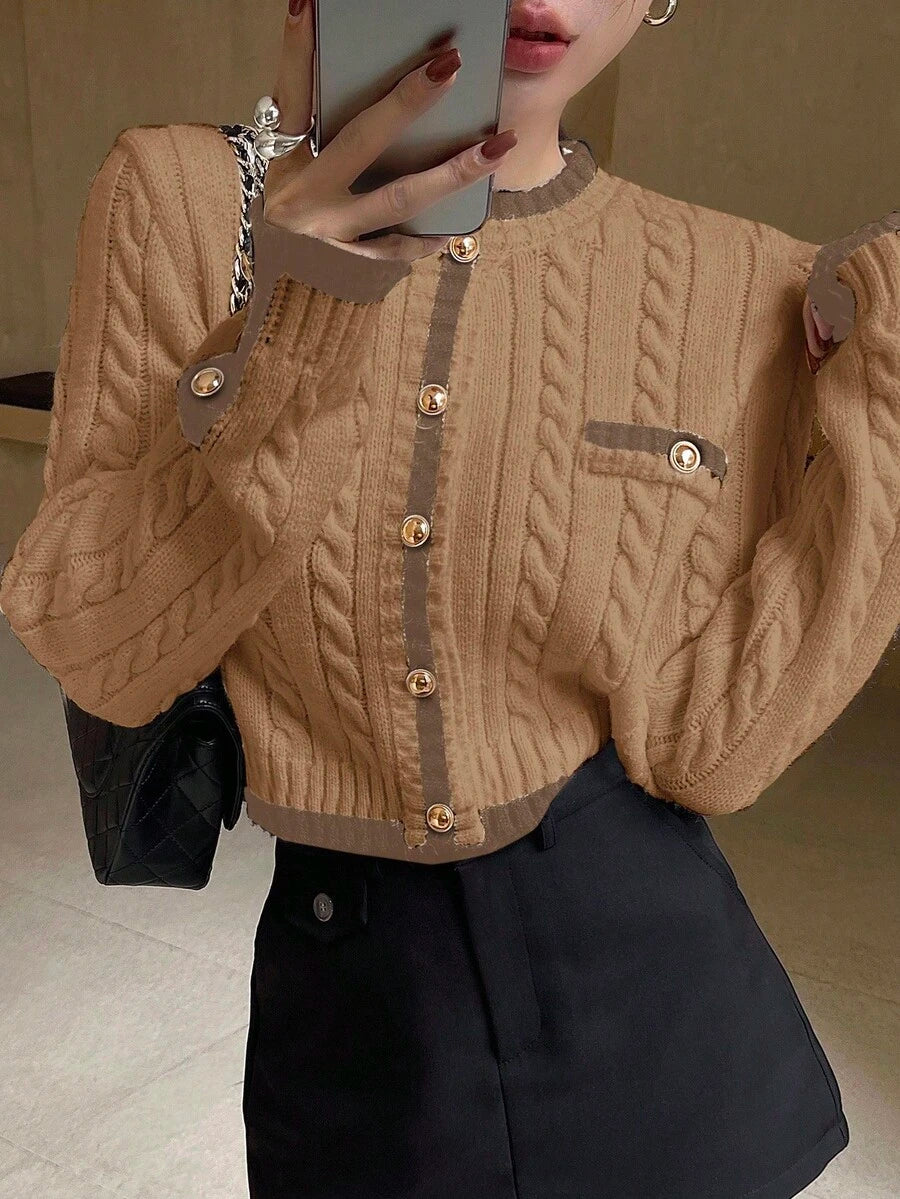 Pull tricoté élégant avec bordure contrastée - Floorah