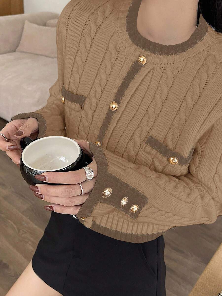 Pull tricoté élégant avec bordure contrastée - Floorah