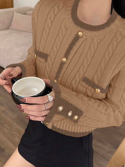 Pull tricoté élégant avec bordure contrastée - Floorah