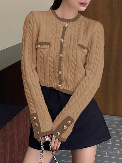 Pull tricoté élégant avec bordure contrastée - Floorah