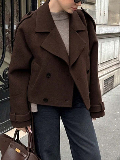 Manteau casual à double boutonnage à manches longues - Floorah