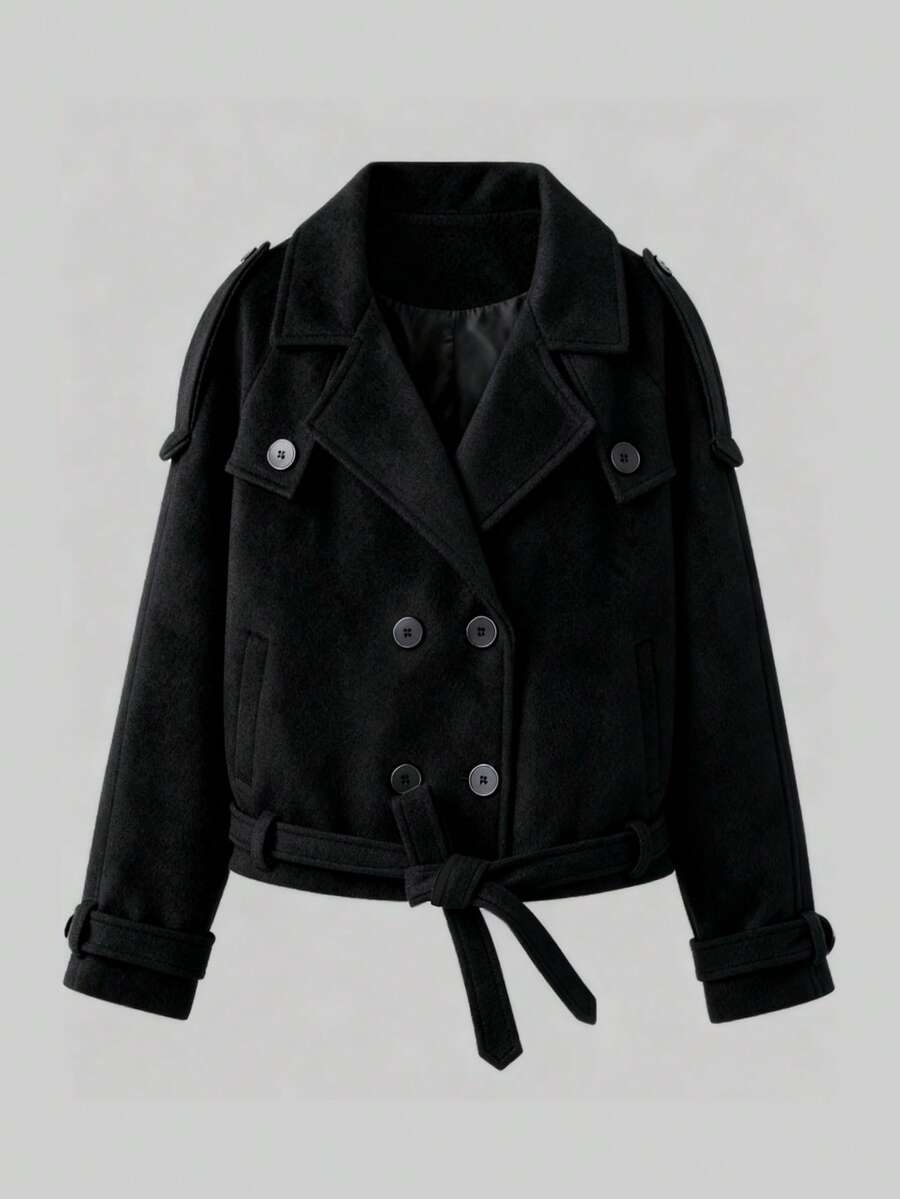 Veste courte décontractée et ample à double boutonnage avec revers - Floorah