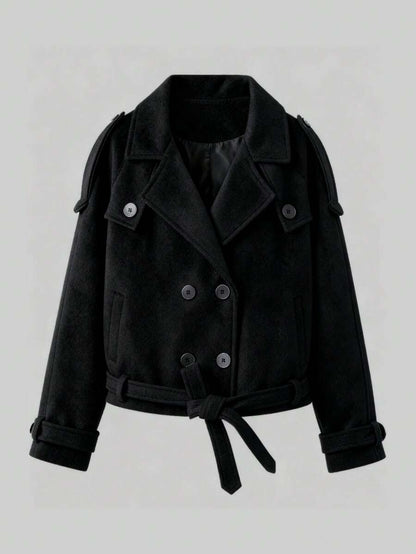 Veste courte décontractée et ample à double boutonnage avec revers - Floorah