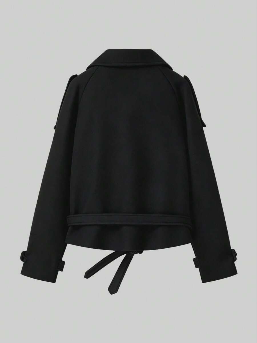 Veste courte décontractée et ample à double boutonnage avec revers - Floorah