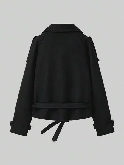 Veste courte décontractée et ample à double boutonnage avec revers - Floorah