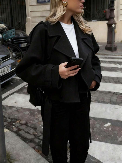 Veste courte décontractée et ample à double boutonnage avec revers - Floorah