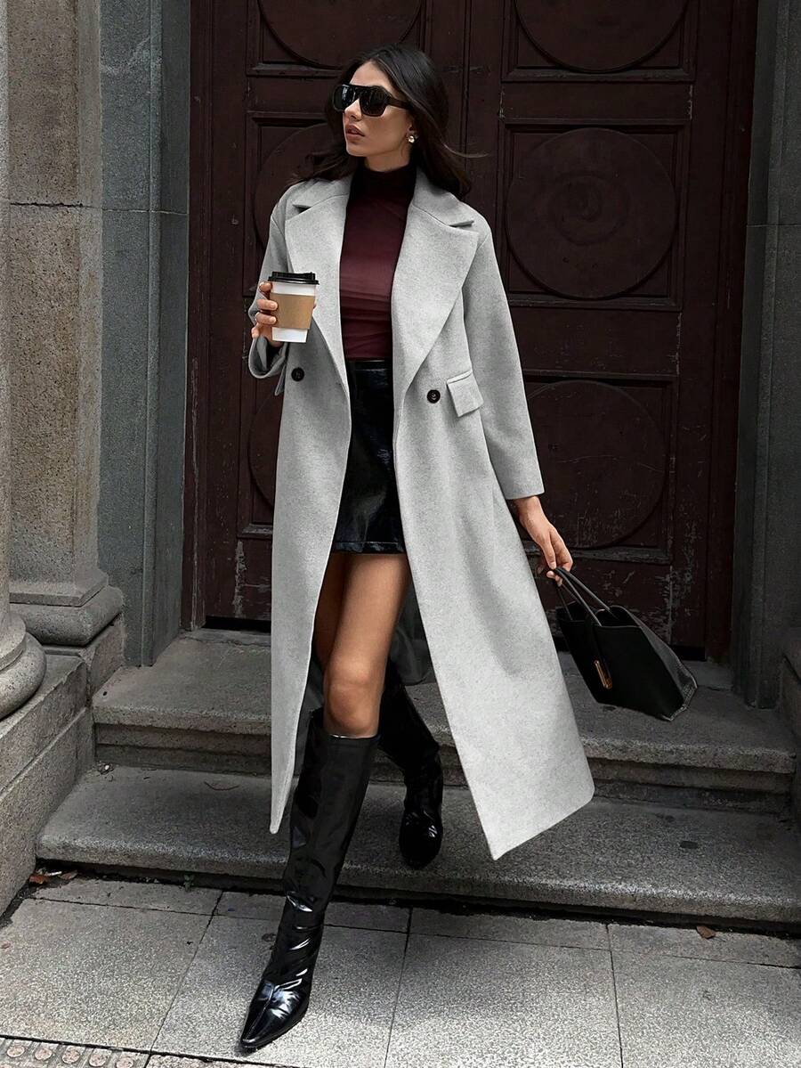 MOOSTA Manteau long décontracté à revers - Floorah